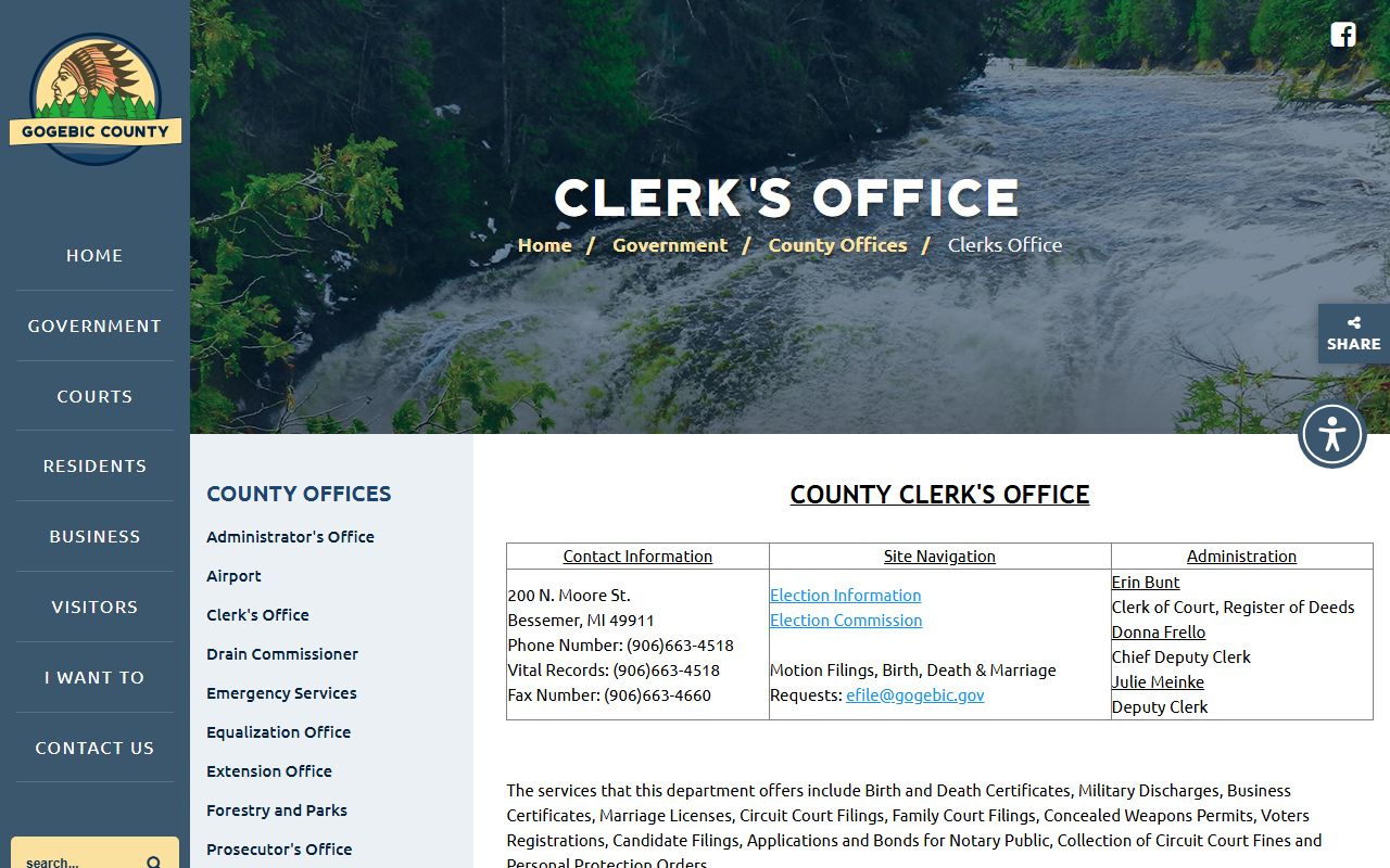 Gogebic County clerk and county records office