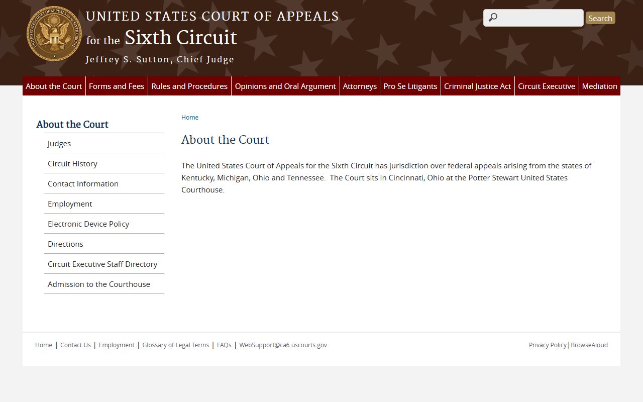 Gogebic County arrest records and court charges, Sixth Circuit appeals jurisdiction