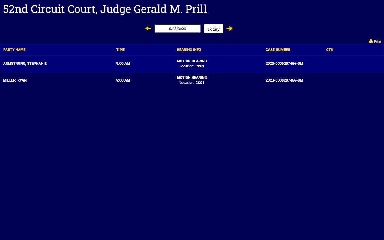 Gogebic County court dockets sample hearing calendar
