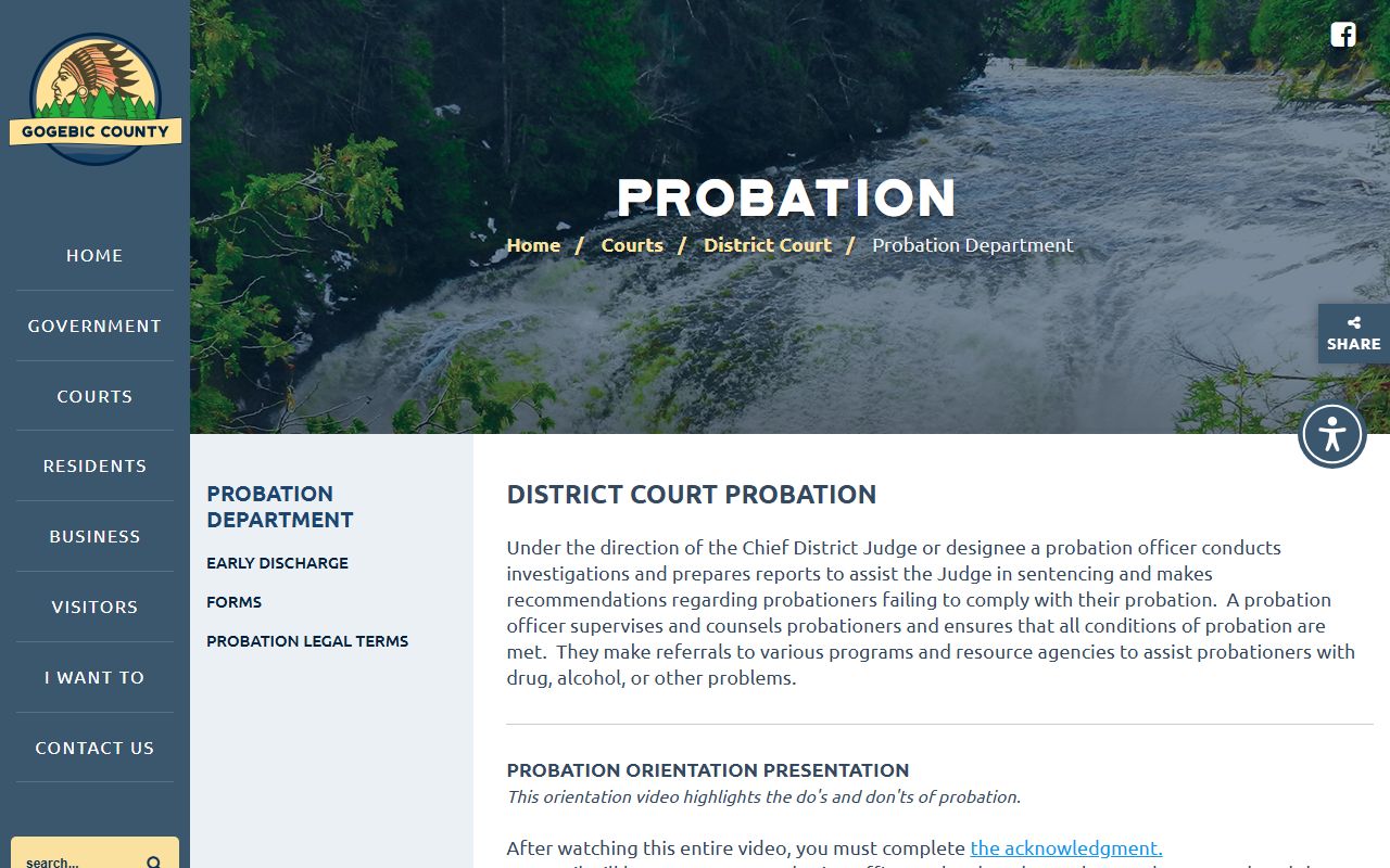 Gogebic County district court records probation department page
