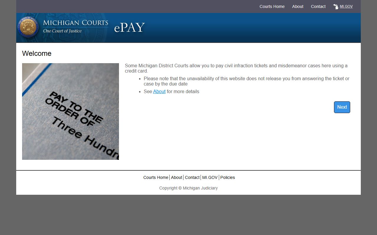 Gogebic County district court records on the Michigan eCourts portal
