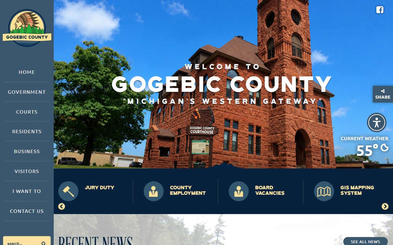 Gogebic County court records access from the county homepage