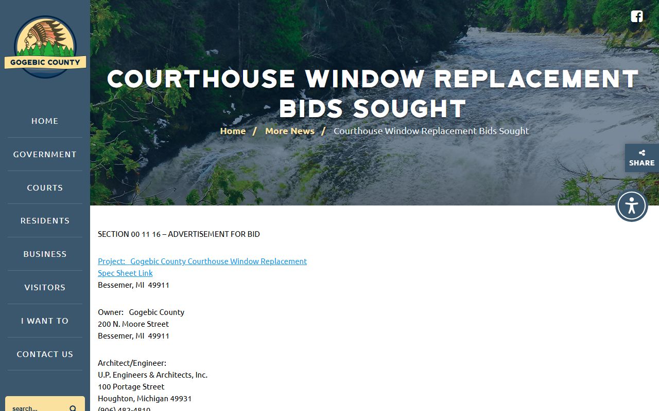 Gogebic County court records building during courthouse window replacement