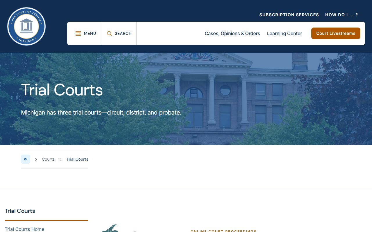 Gogebic County court records within the Michigan trial court structure