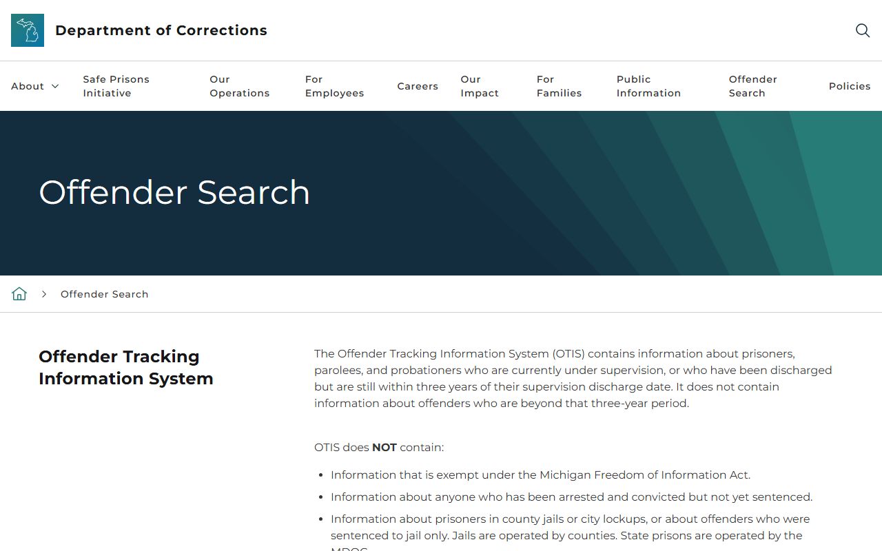 Gogebic County state custody inmate records via MDOC OTIS