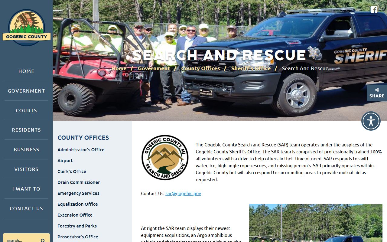 Gogebic County sheriff and jail records search and rescue program