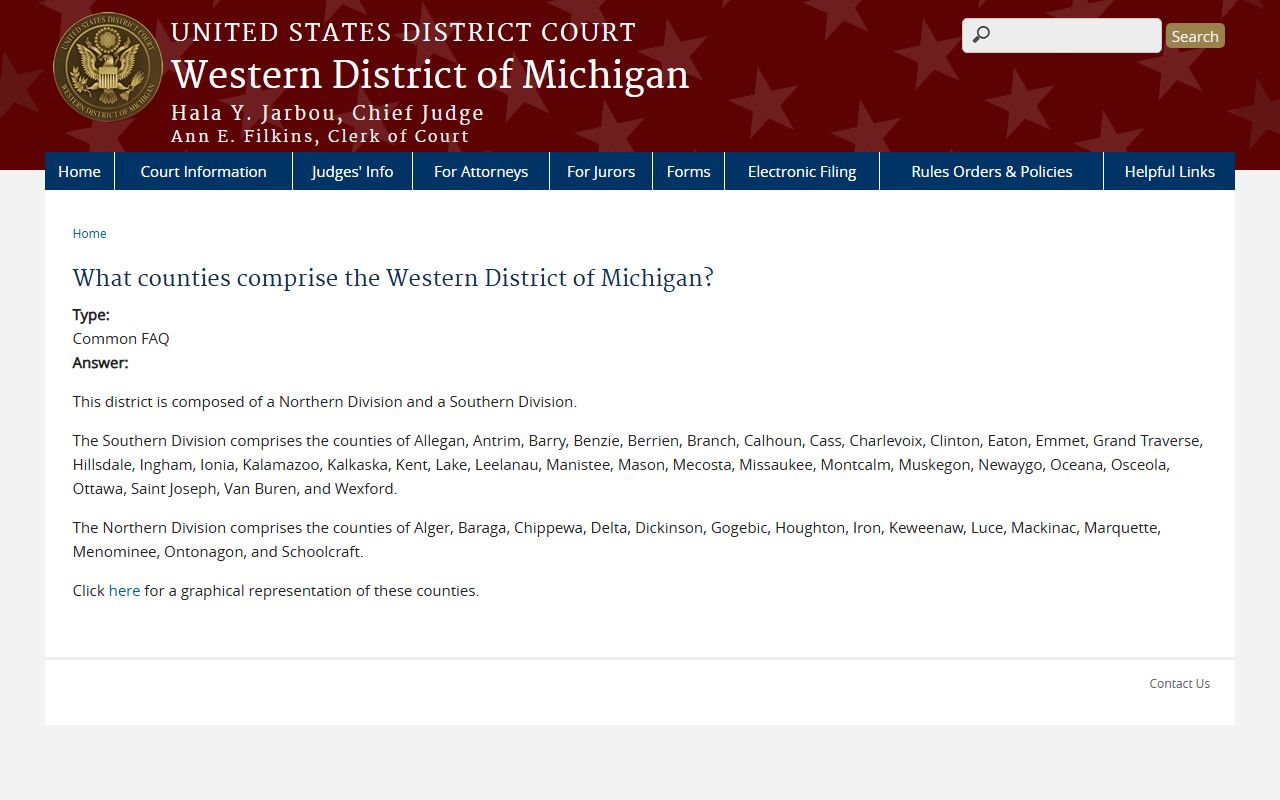 Gogebic County probate records Western District of Michigan map
