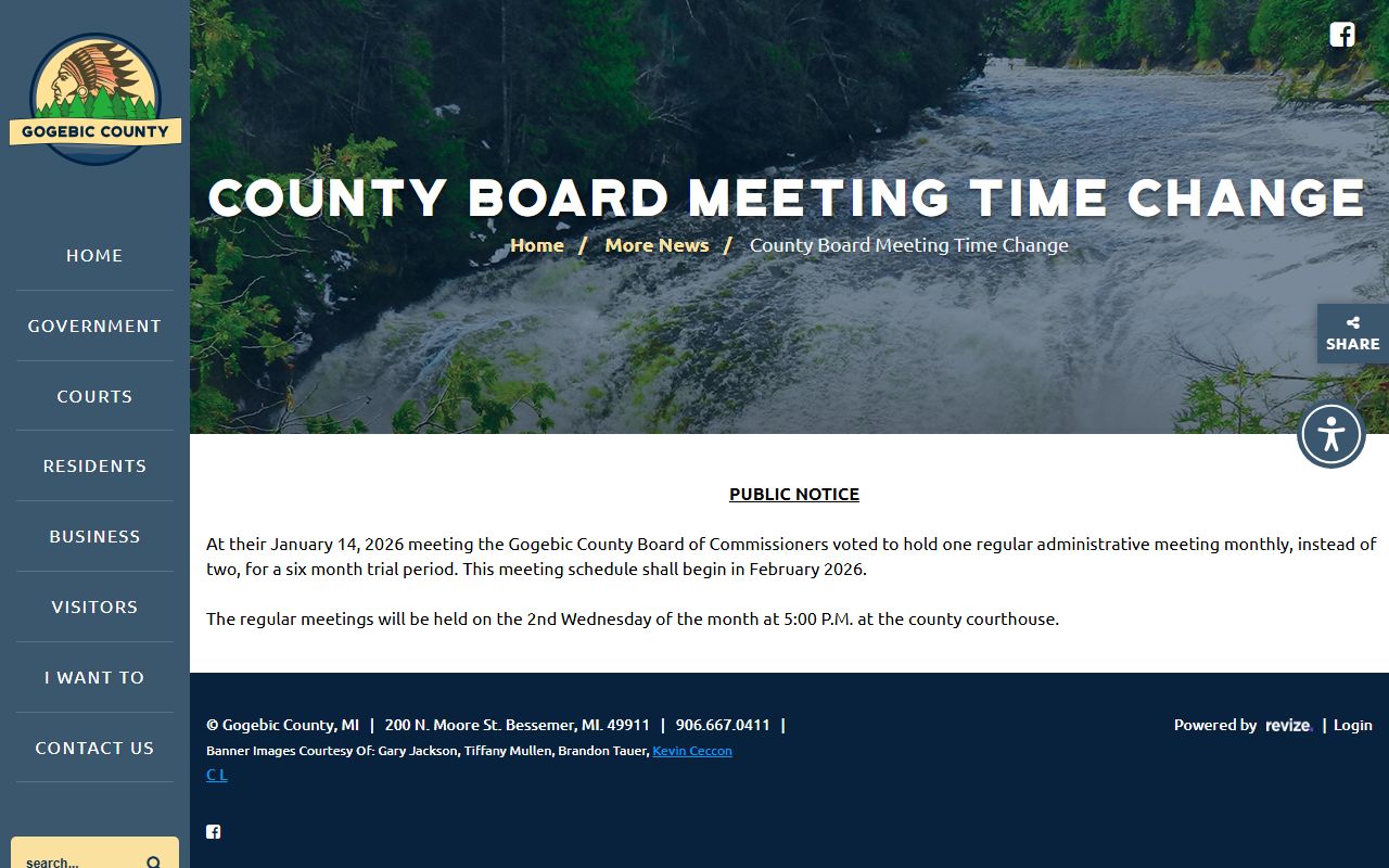 Gogebic County warrant records county board notice